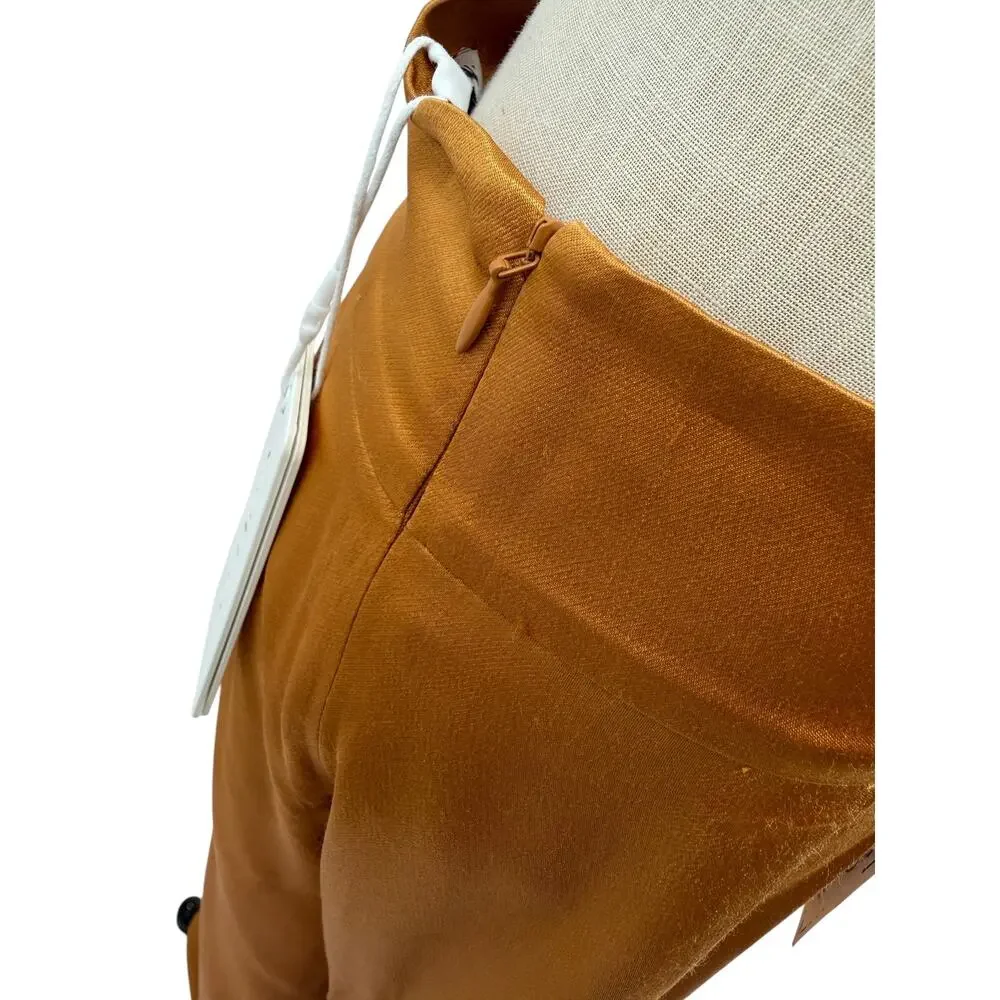 Shona Joy Alma Tuxedo Trouser Crop Top Matching Set Wide Leg Turmeric US 8 NWT
